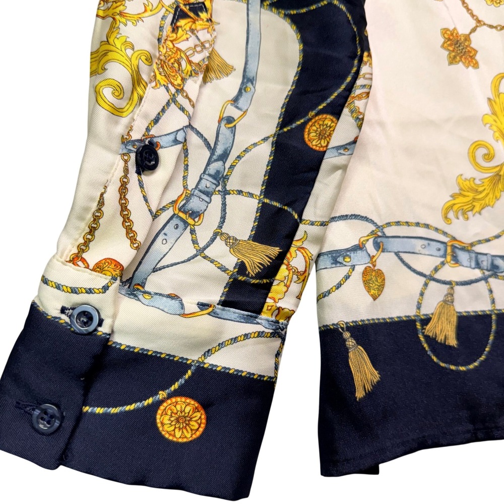 Baroque Chain‎ Print Button Down Scarf Print Old Money Quiet Luxury Mob wife - Picture 7 of 8